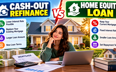 A graphic comparing a home equity loan vs cash-out refinance 2026 for borrowing against home equity