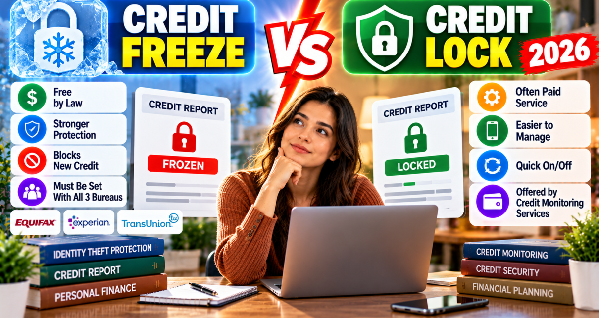 Credit freeze vs credit lock comparison for identity protection